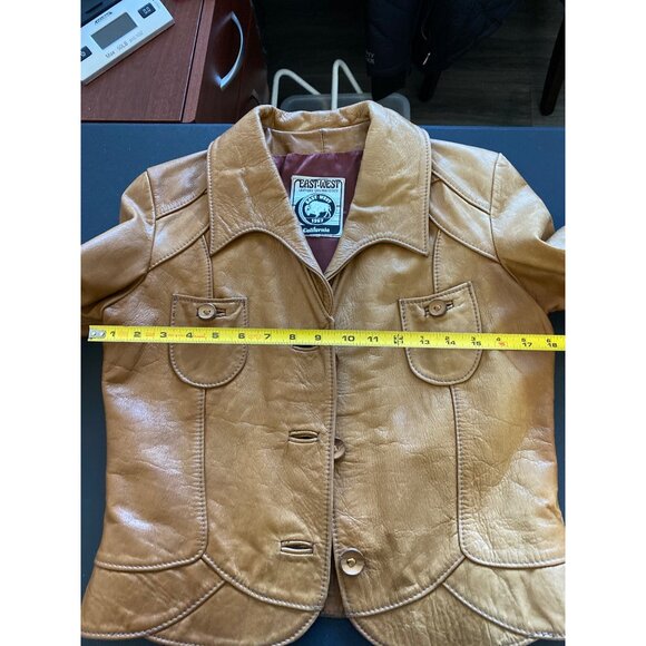Vintage East West Tan Leather Jacket Signed Reptila Numbered 200 13 HTF Original - Picture 10 of 16